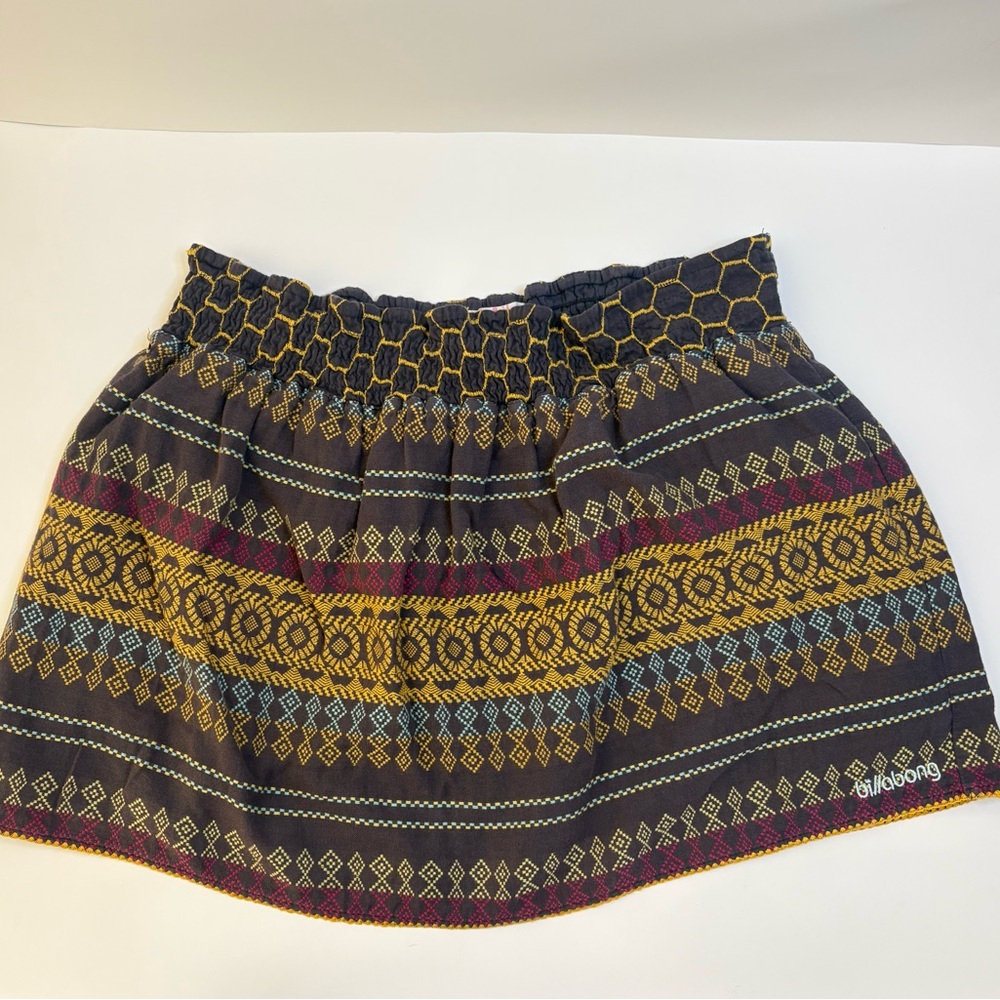 Billabong Women's Aztec Tribal Print Skirt | Boho Surf Beach Festival Mini Skirt